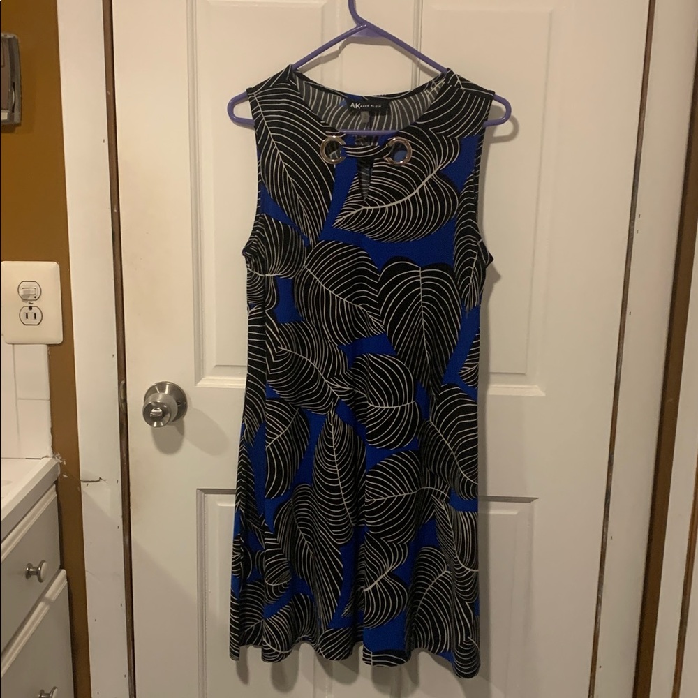 Anne Klein Black and Blue Striped Dress